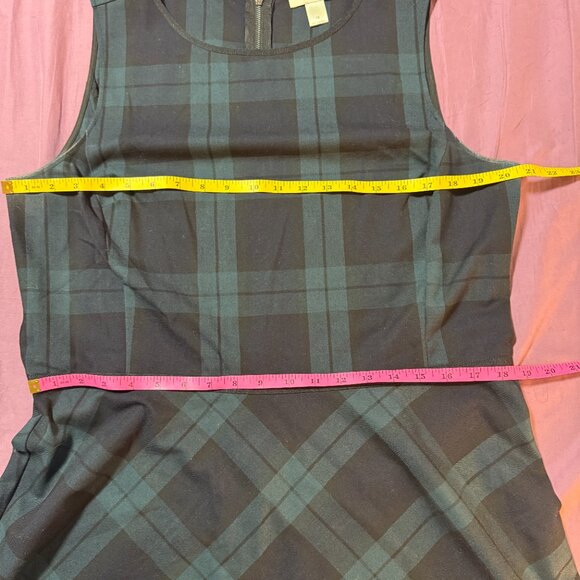 Ann Taylor Loft blue green black plaid tartan sleeveless dress size 16 - Picture 5 of 11